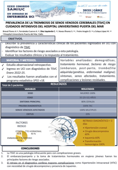 P.M.17. PREVALENCIA DE LA TROMBOSIS DE SENOS VENOSOS CEREBRALES EN CUIDADOS INTENSIVOS DEL H. U. PUERTA DEL MAR.