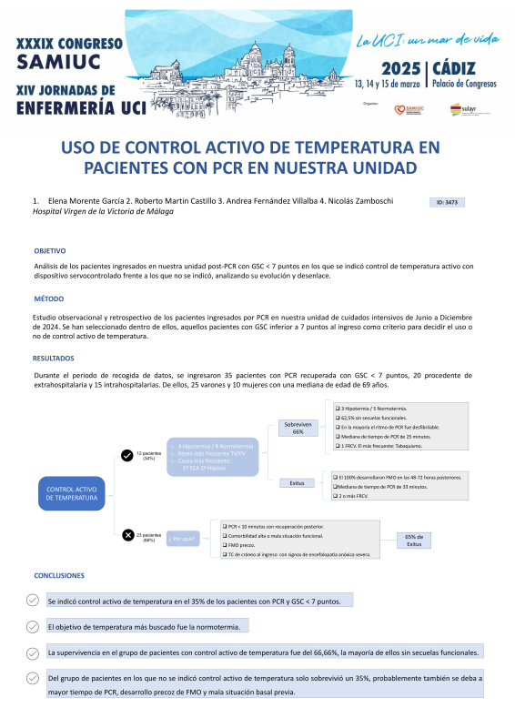 P.M.32. Uso de control activo de temperatura en pacientes con PCR en nuestra unidad.